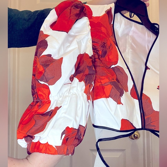 Autumn Adeigbo Gisele Red White Floral Cutout Dress NWT $625 - Picture 6 of 14